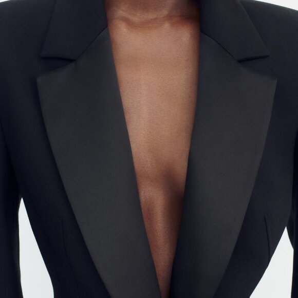 ZARA SATIN COLLAR BLAZER - Picture 3 of 10